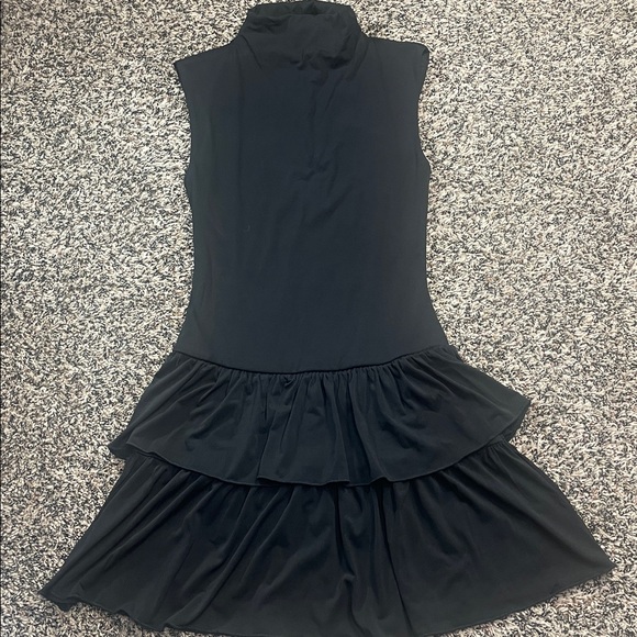 Wild Fable Ruffle Drop Waist High Neck Black Sleeveless Mini Dress Size XXS NWOT - Picture 2 of 5